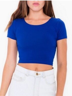 American Apparel Royal Blue Short Sleeve Crop Top